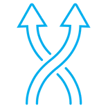 flexible and feature-rich graphic of two arrows intertwining 