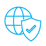 Satisfies All International Compliance Mandates graphic of a world and a security shield